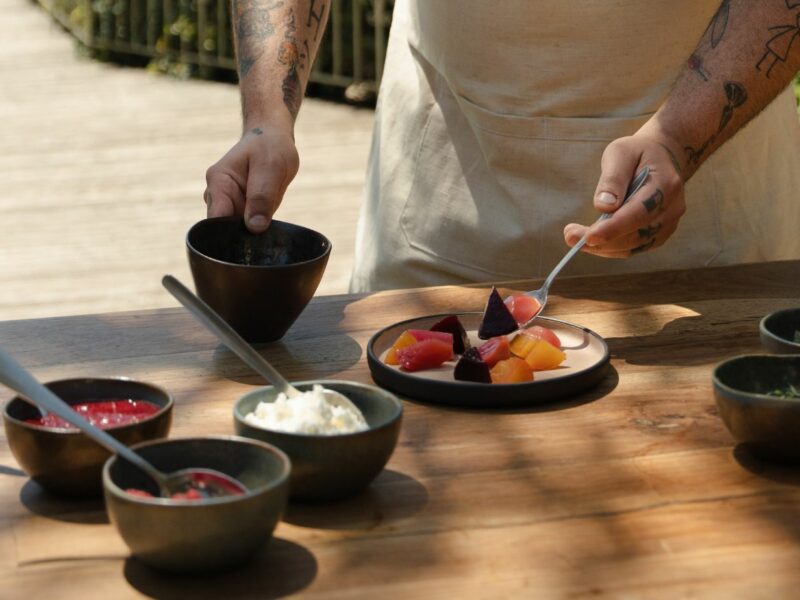 fruit salad on a hotel with rooftop restaurant in Athens