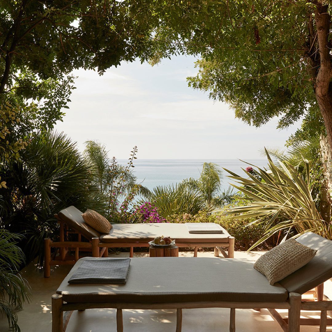 massage tables at a retreat in Kefalonia