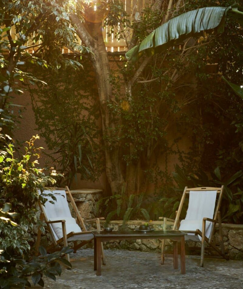 two chairs on a patio