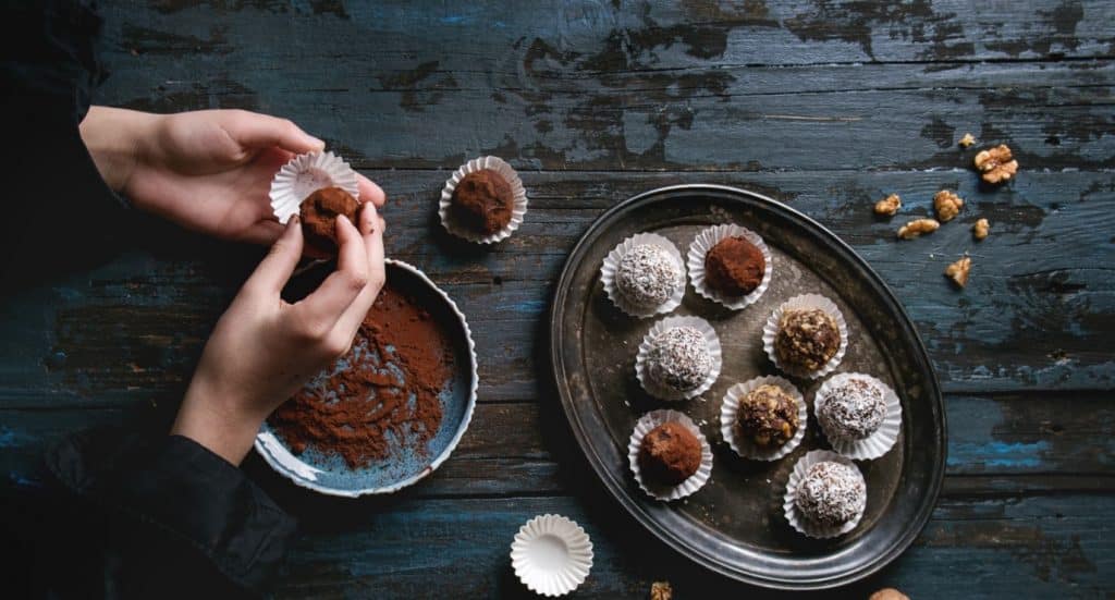 Dark Chocolate Truffles on a plate