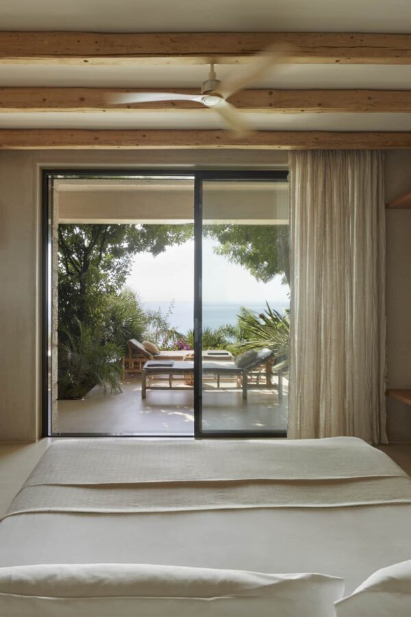 bedroom with outside view luxury retreat