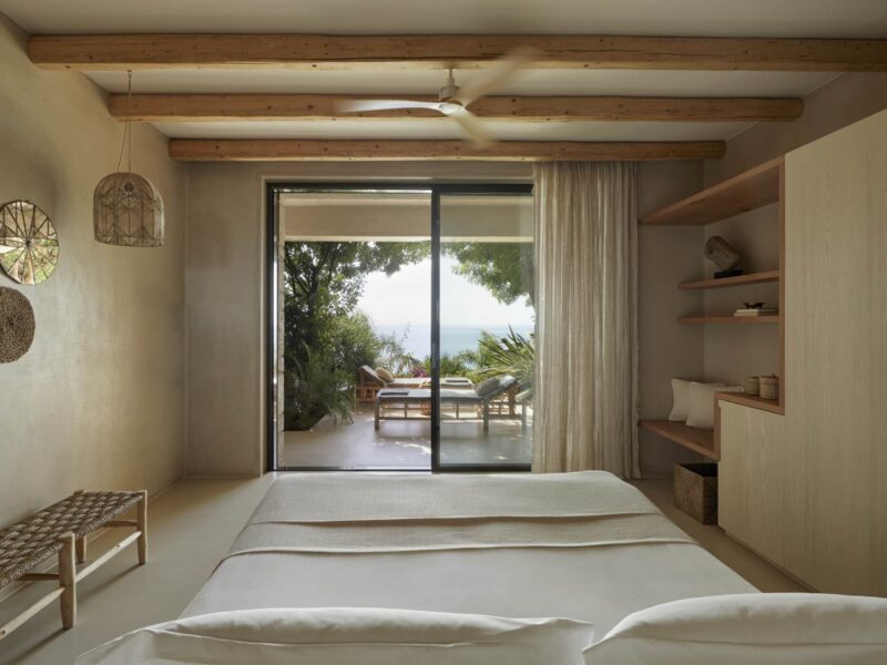 bedroom with outside view luxury retreat