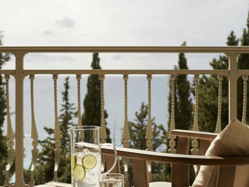 chair on a balcony of a wellness retreat