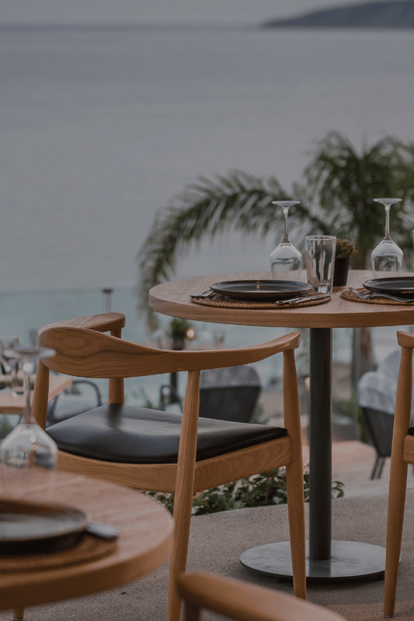 dining table with sea view in Kefalonia