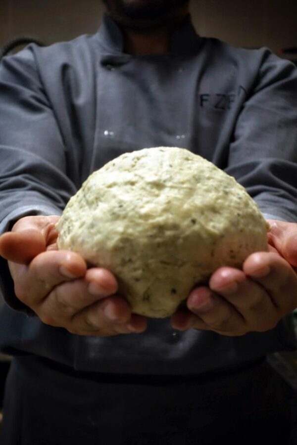 man holding dough