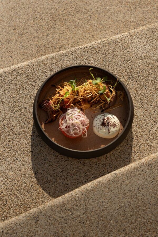 plate of gourmet food at a restaurant