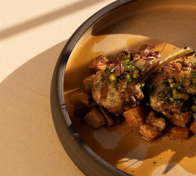 plate of gourmet food at a restaurant