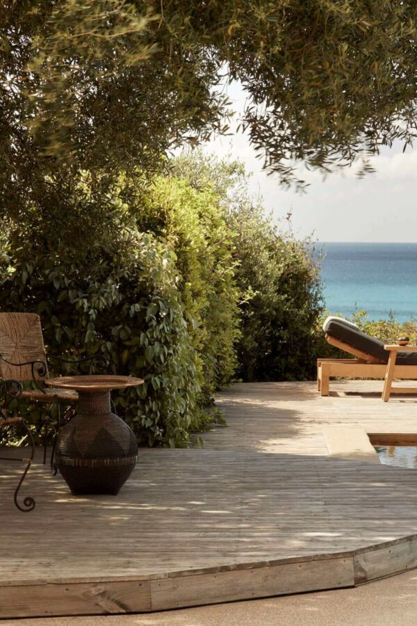 wooden patio with sea view and private pool in Kefalonia