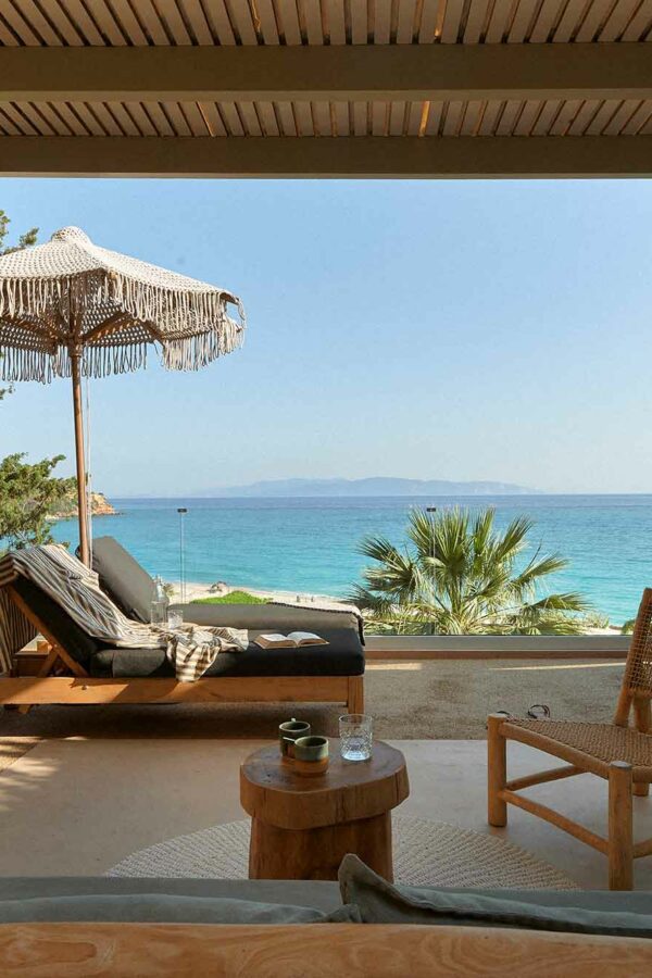room at F Zeen Retreats overlooking the sea