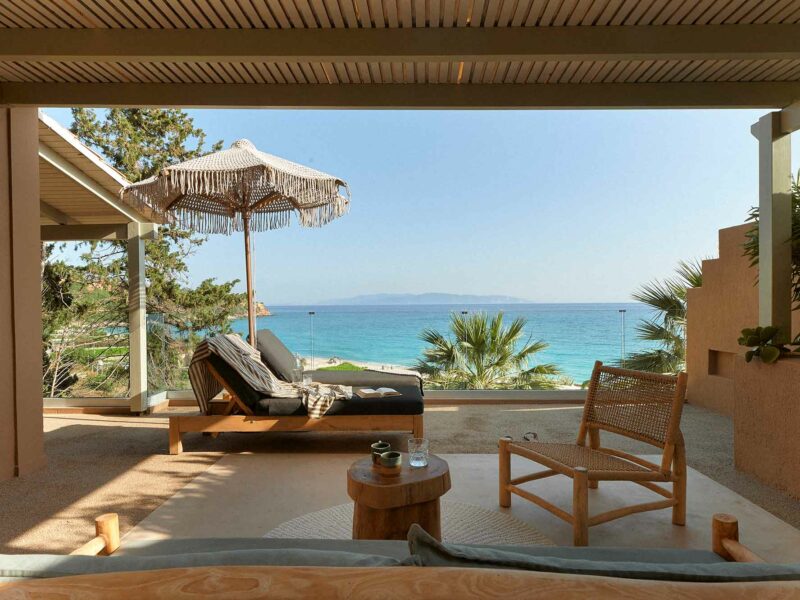 room at F Zeen Retreats overlooking the sea