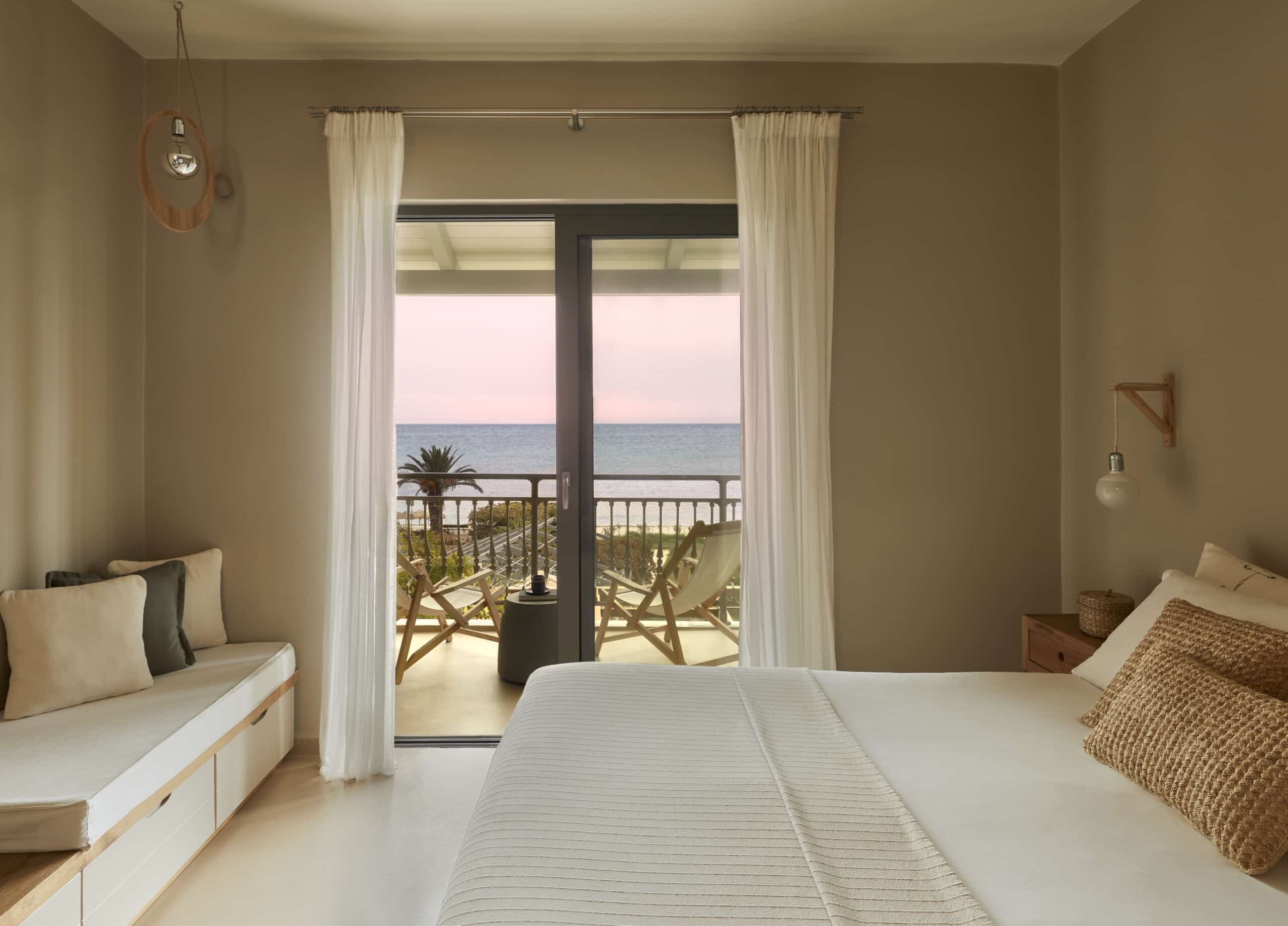 Luxury room design with sea view in Kefalonia retreat