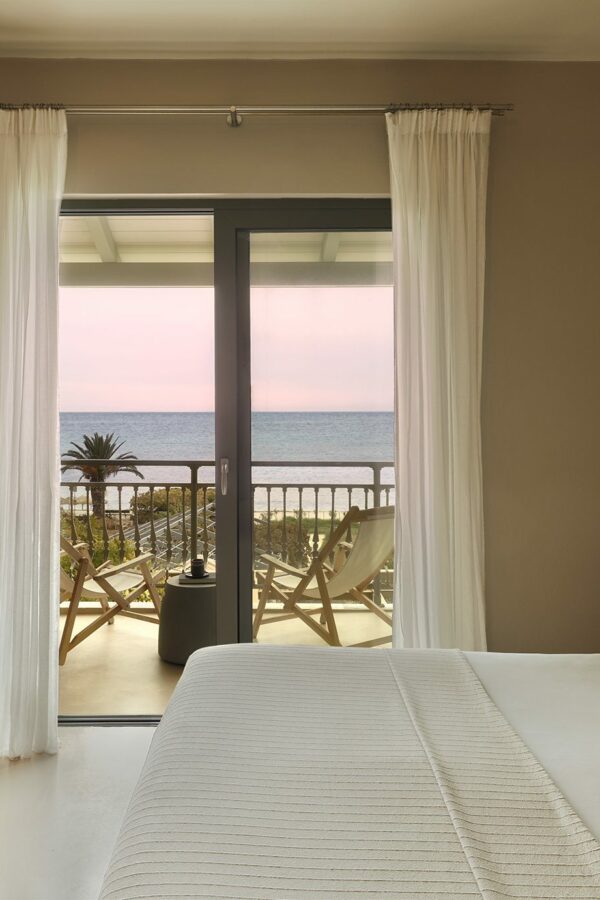 a wellness retreat room with sea view