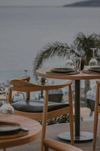 dining table with sea view