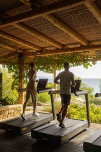 treadmill running man and woman with ideal view