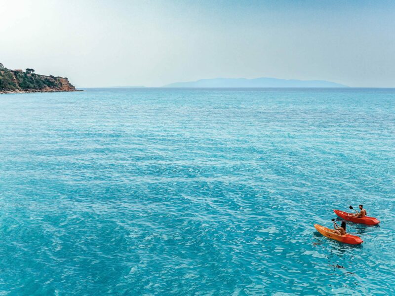 two people on kano in sea in Kefalonia